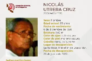 Imagen Desaparece hombre de la tercera edad en Medellín de Bravo