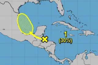 Imagen Baja presión, con 30% de probabilidad para evolucionar a ciclón; emergería en Golfo de México