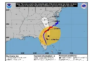 Imagen 'Ian' se intensifica y recobra fuerza de huracán; apunta hacia las Carolinas y Georgia 
