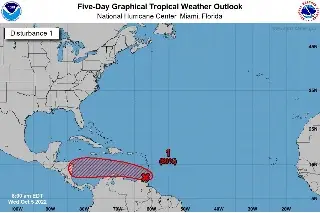 Imagen En vigilancia, disturbio 91L con 80% de probabilidad de evolucionar a ciclón tropical