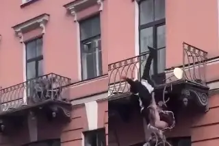 Imagen Caen de un balcón en pleno romance (+Video)