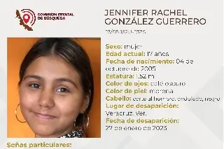 Piden ayuda para localizar a menor de edad desaparecida en el puerto de Veracruz 