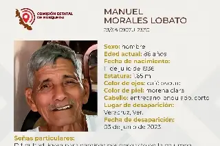 Imagen Él es Manuel, tiene 86 años de edad y desapareció en el puerto de Veracruz 