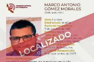 Imagen Localizan a hombre reportado como desaparecido en Medellín de Bravo