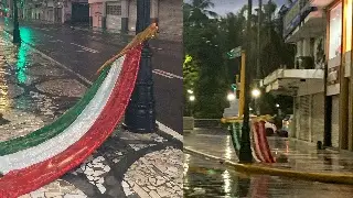Imagen Se caen adornos patrios en Veracruz tras aguacero