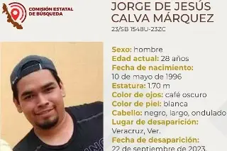 Imagen Buscan a Jorge, desaparecido en la ciudad de Veracruz