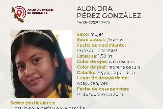 Imagen Ella es Alondra, tiene 20 años y desapareció al sur de Veracruz 