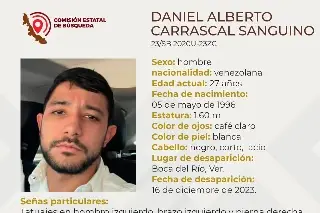 Imagen Cumple 2 meses de desaparecido en Boca del Río hombre originario de Venezuela