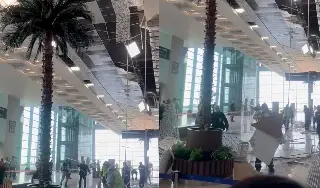 Imagen Colapsan plafones del techo en AIFA; no se reportan lesionados (+Video)