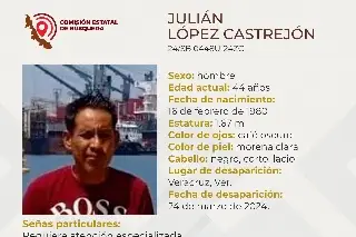 Imagen Él es Julián, tiene 44 años y desapareció en el puerto de Veracruz 