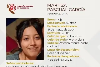 Ella es Maritza, tiene 20 años y desapareció en Boca del Río 