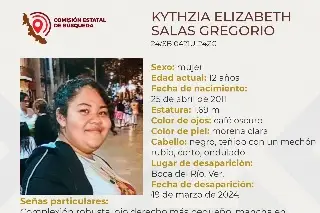 Imagen Kytzhia cumple un mes desde que desapareció en Boca del Río; piden ayuda para hallarla