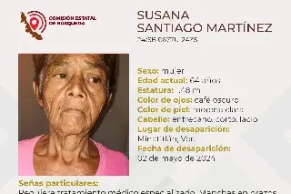 Imagen Mujer de la tercera edad desaparece al sur de Veracruz 