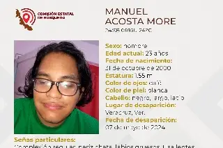 Imagen Él es Manuel, tiene 23 años de edad y desapareció en el puerto de Veracruz 