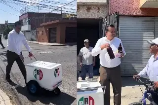 Imagen Dirigente del PRI regala caguamas a trabajadores (+Video)