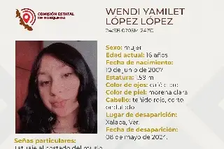 Imagen Ella es Wendi, tiene 16 años y desapareció en Xalapa, Veracruz 