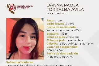 Imagen Piden ayuda para encontrar a menor de edad desaparecida en Córdoba, Veracruz 