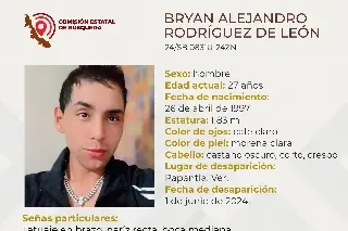 Él es Bryan, tiene 27 años y desapareció al norte de Veracruz 