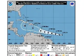 Imagen Se forma la depresión tropical 'Dos' en el Atlántico; podría evolucionar a huracán