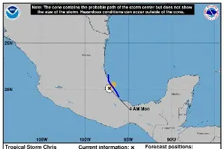 Imagen Tormenta tropical Chris toca tierra en Lechuguillas, Veracruz 