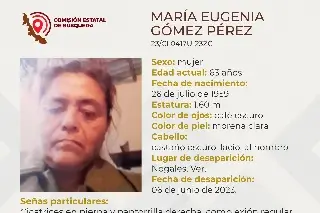 Imagen Mujer de la tercera edad desaparece en Nogales, Veracruz; aquí sus características