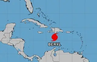 Imagen Así analizan científicos la trayectoria del huracán 'Beryl'
