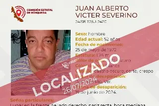 Imagen Tras más de un mes, localizan a hombre reportado como desaparecido en Boca del Río 