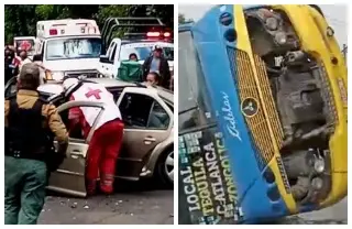 Imagen Deja 5 heridos choque entre autobús y coche particular en carretera de Veracruz