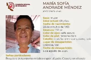 Imagen Mujer de la tercera edad desaparece en Córdoba, Veracruz