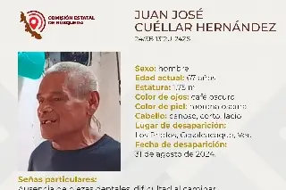 Imagen Desaparece hombre de la tercera edad al sur de Veracruz; aquí sus características 