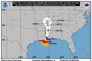 Imagen 'Francine' toca tierra en Louisiana como huracán de categoría 2