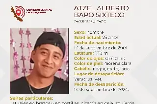 Imagen Él es Atzel Alberto, tiene 23 años y desapareció en el puerto de Veracruz 