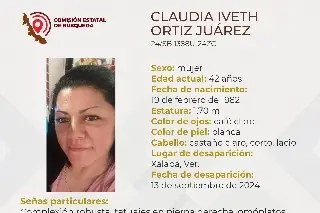 Imagen Mujer desaparece en Xalapa, Veracruz; aquí sus características 