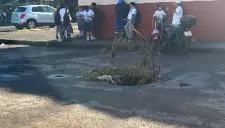 Imagen Socavón cerca de escuela primaria en Veracruz 