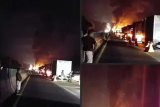 Imagen Hay cierre en ambos sentidos por choque e incendi0 en autopista de Veracruz: Capufe