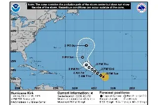 Imagen Kirk se convierte en huracán en el Atlántico; podría alcanzar categoría mayor