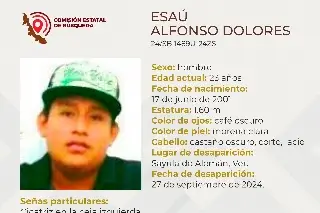 Imagen Él es Esaú, tiene 23 años y desapareció al sur de Veracruz 