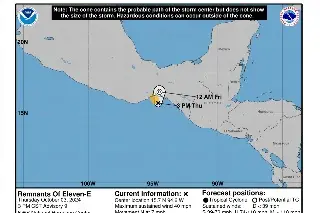 Imagen Depresión tropical Once-E se debilita a baja presión remanente; seguirá temporal lluvioso