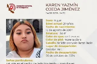 Imagen Ella es Karen, tiene 20 años y desapareció en Orizaba, Veracruz 