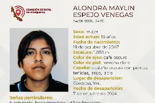 Imagen Piden ayuda para encontrar a menor de edad desaparecida en Córdoba, Veracruz