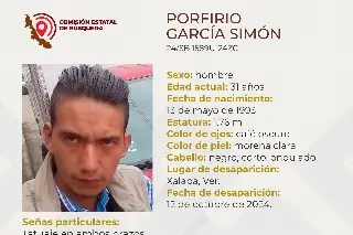 Imagen Él es Porfirio, tiene 31años y desapareció en Xalapa, Veracruz