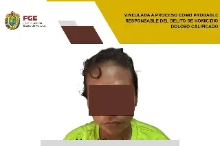 Imagen La vinculan a proceso por presunto homicidio doloso calificado al sur de Veracruz 