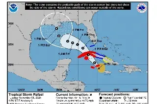 Imagen Tormenta Rafael se intensifica; prevén que se convierta en huracán este martes