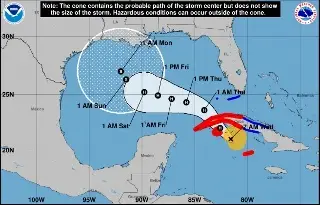 Imagen Vigilan trayectoria de huracán Rafael que se dirige al Golfo de México