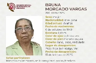 Imagen Mujer de la tercera edad desaparece al norte de Veracruz; aquí sus características