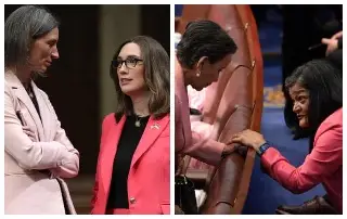 Imagen Congresistas demócratas visten de rosa en el discurso de Trump para protestar contra él