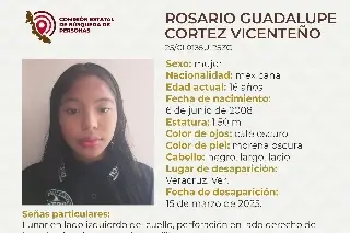 Imagen Ella es Rosario, tiene 16 años y desapareció en la ciudad de Veracruz