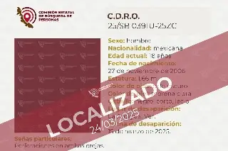 Imagen Localizan a joven que estaba desaparecido en La Antigua, Veracruz 