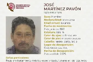 Imagen Desaparece hombre de la tercera edad al sur de Veracruz 