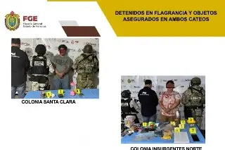 Imagen  Dos detenidos y objetos asegurados en dos cateos en Minatitlán, Veracruz  